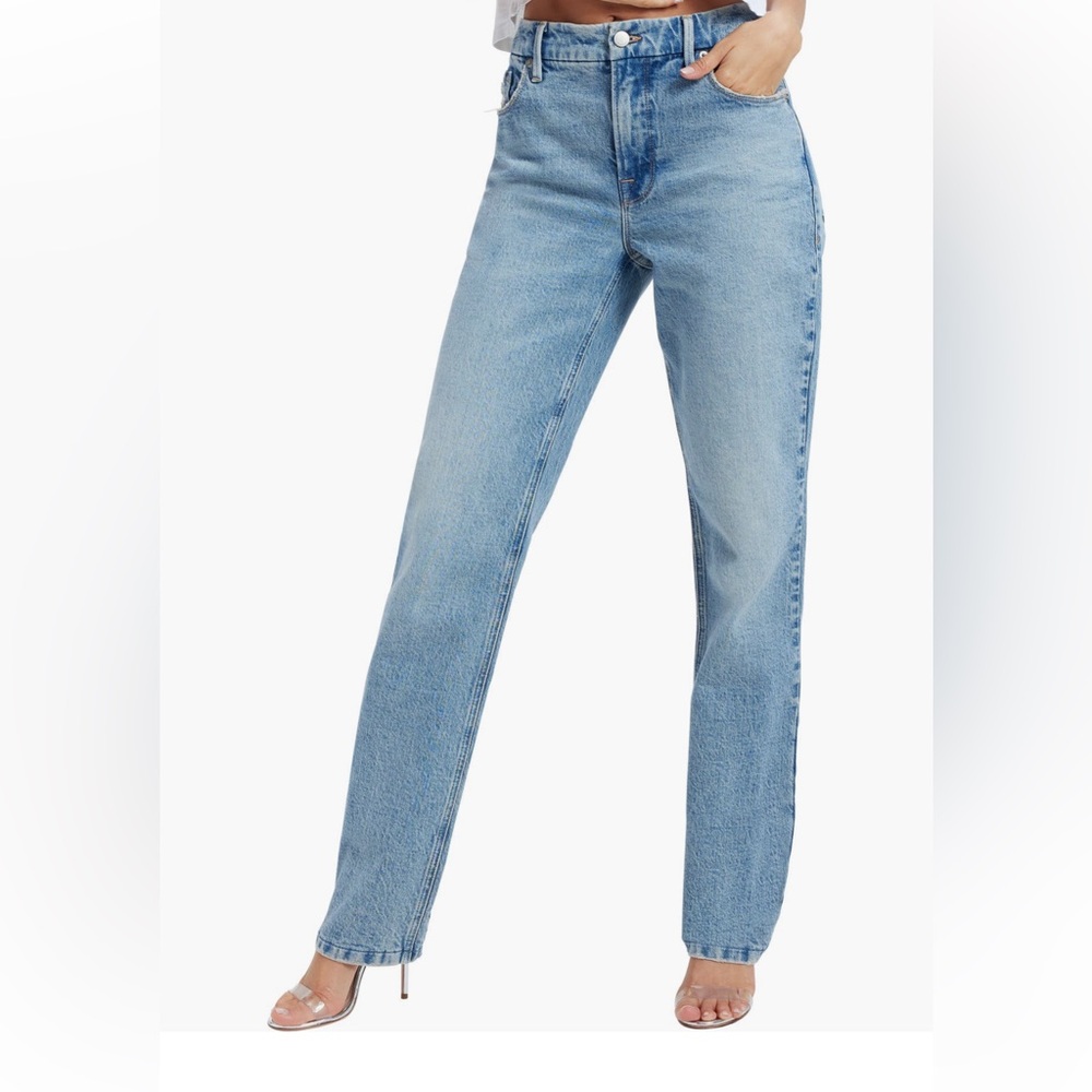 Good American Good Icon High Waist Straight Leg Jeans (Indigo 357)
